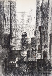 G. N. Qazi, 11 x 16 inch, Charcoal on Paper, Cityscape Painting, AC-GNQ-068